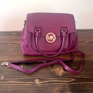 MICHAEL KORS MARGO CLARET BURGUNDY LEATHER CROSS BODY,SHOULDER SATCHEL,HAND BAG